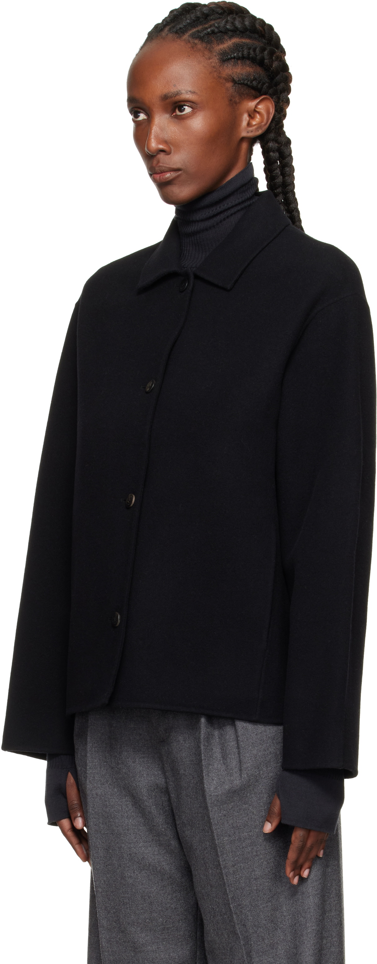LE17SEPTEMBRE Black Virgin Wool Scarf & Jacket