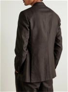 Saman Amel - Slim-Fit Herringbone Wool, Silk and Linen-Blend Twill Suit Jacket - Brown