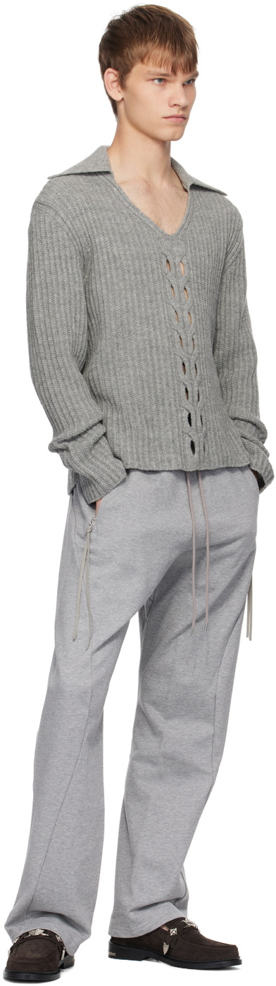 NVRFRGT Gray V-Neck Sweater