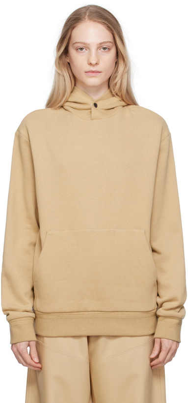 Photo: ZEGNA Beige Press-Stud Hoodie