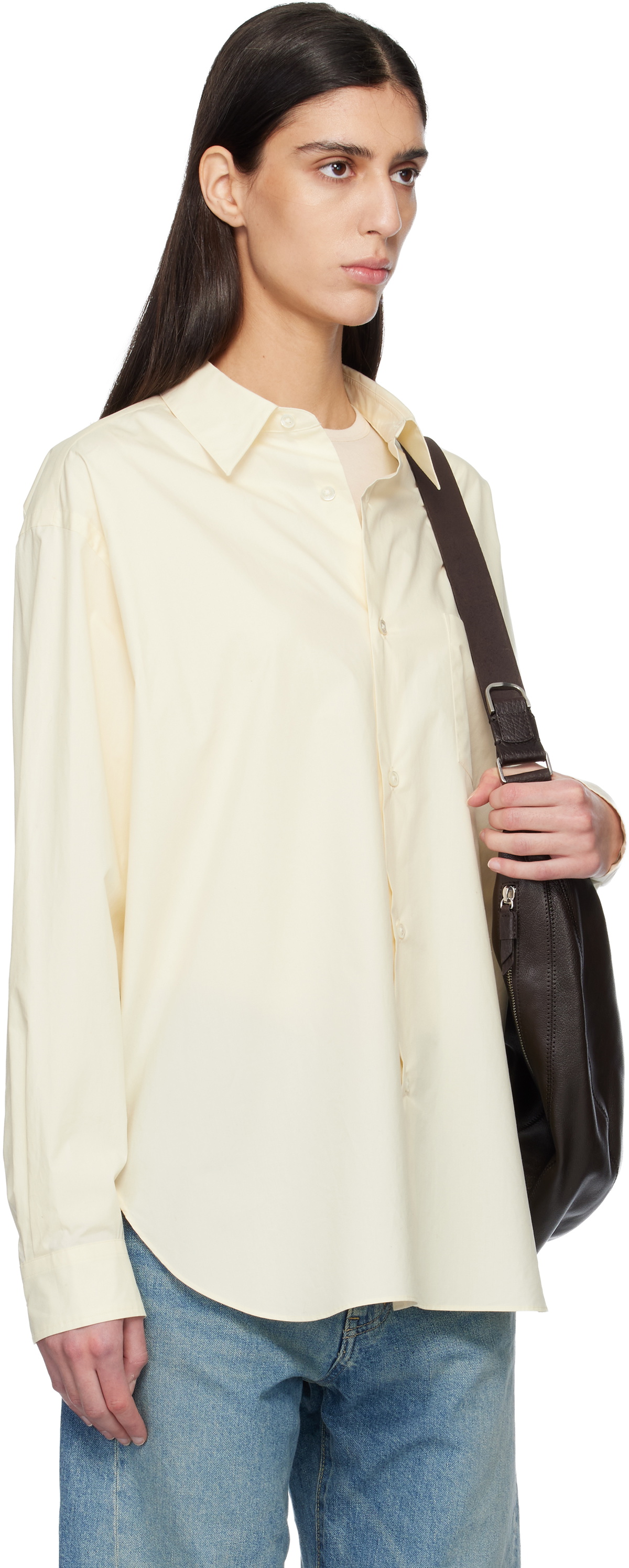 ssstein Yellow Suvin Cotton Oversized Regular Collar Shirt