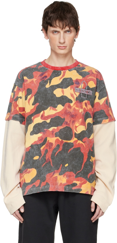 Photo: Who Decides War Orange & Black Flame Camo Double T-shirt