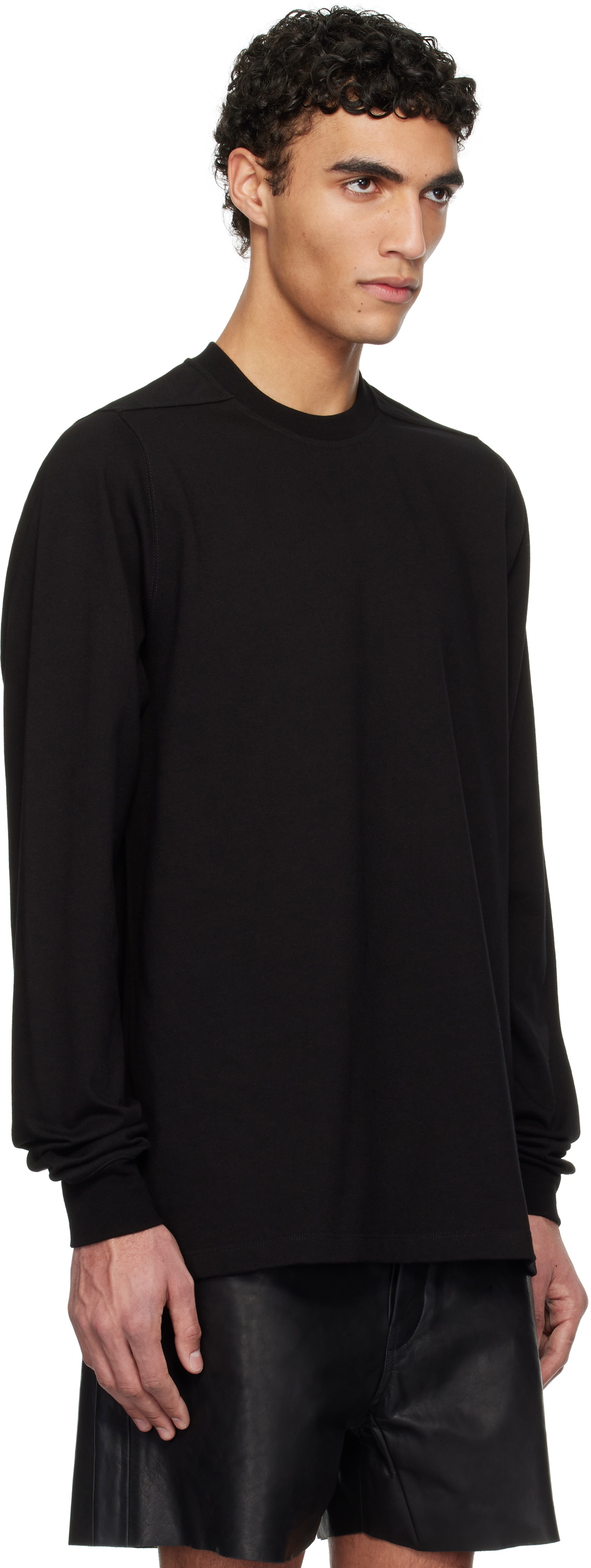 Rick Owens Black Hollywood Short Crewneck LS Sweatshirt Rick Owens