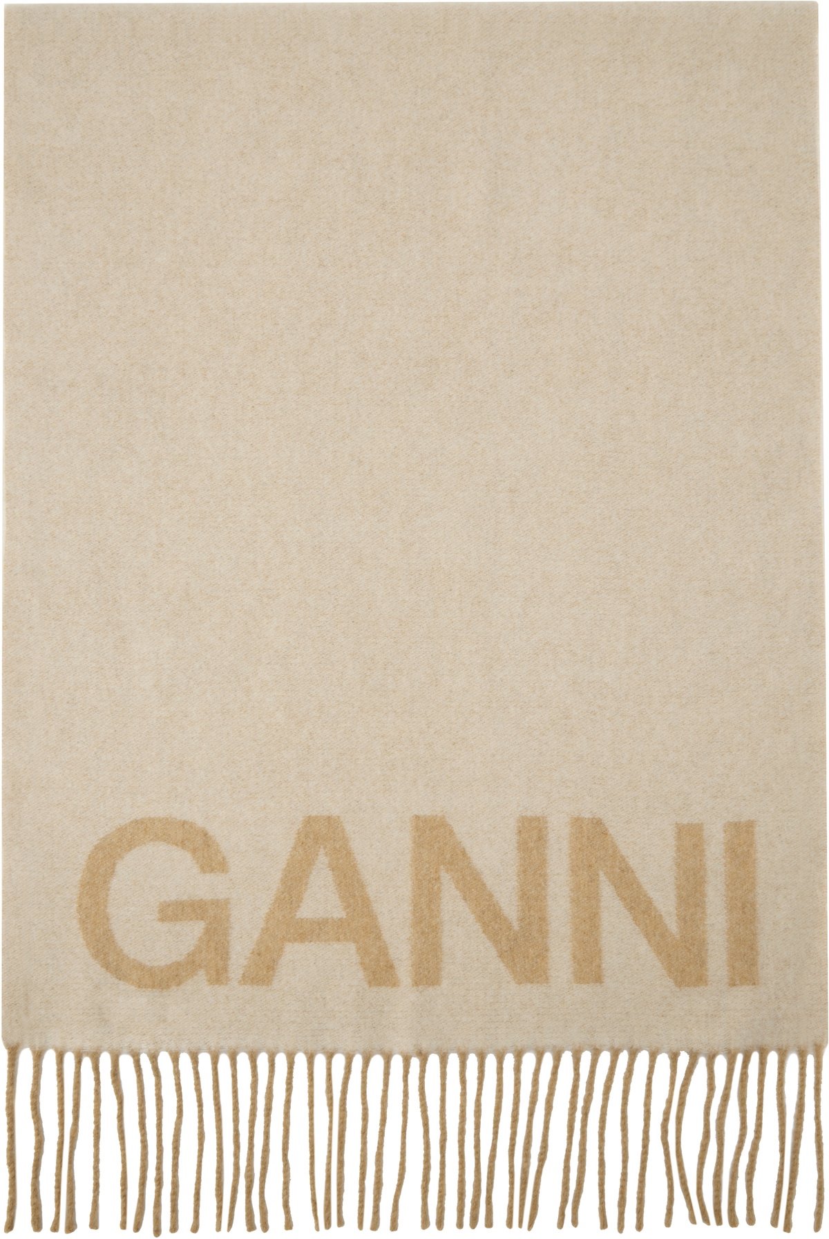 GANNI Off-White Fringed Scarf