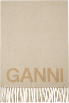 GANNI Off-White Fringed Scarf