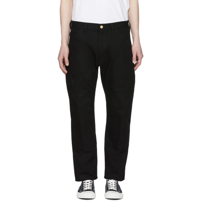 Photo: Junya Watanabe Black Carhartt Edition Canvas and Faux-Leather Trousers 