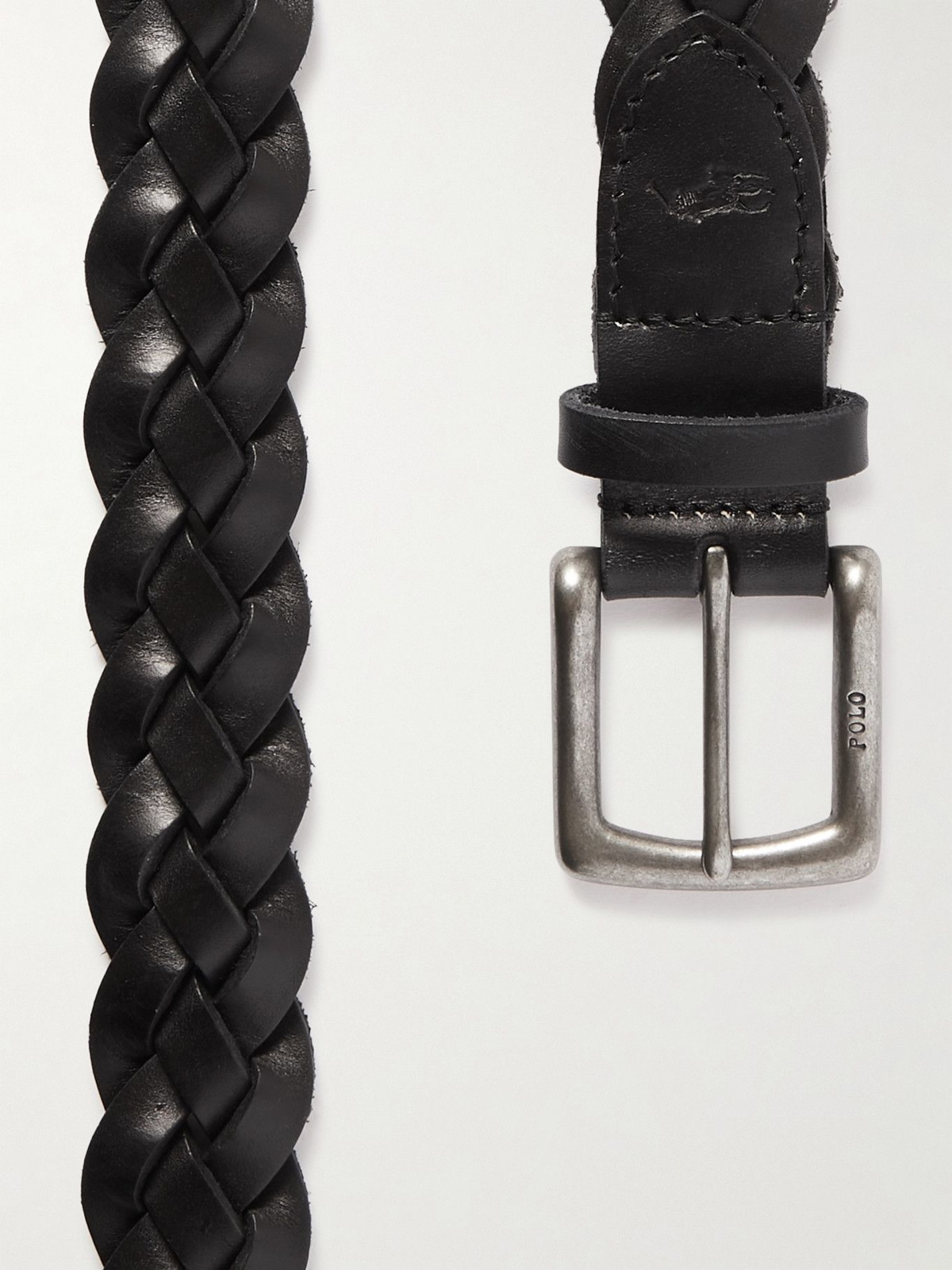 Black Braided Leather Belt