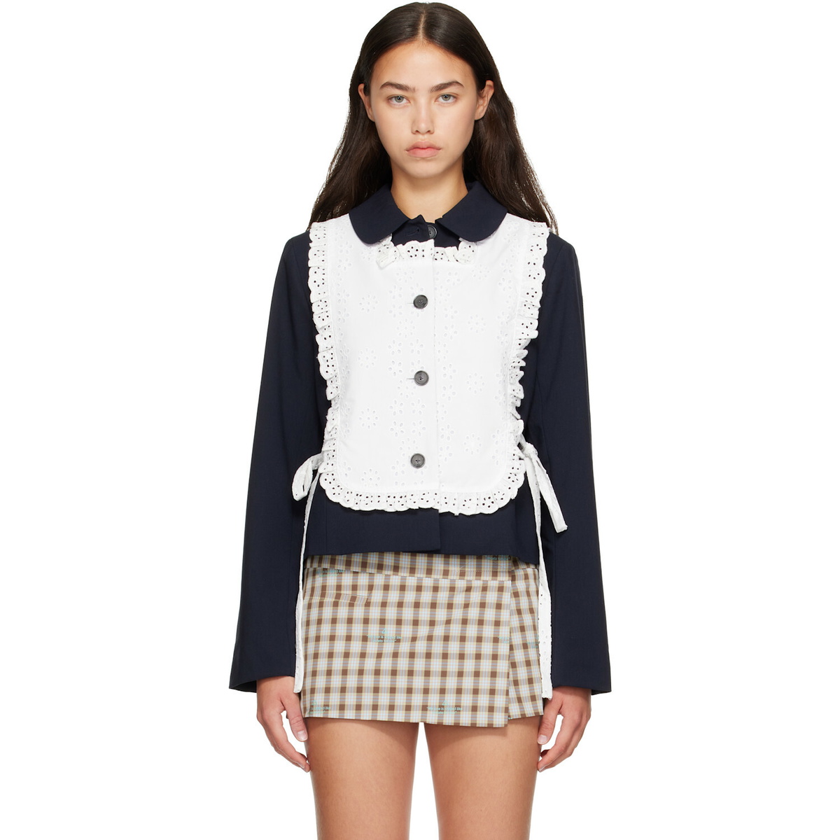 Sandy Liang Navy & White Winslow Jacket
