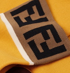Fendi - Logo-Intarsia Stretch Cotton-Blend Socks - Men - Saffron