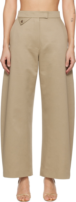 Photo: RECTO Beige High-Rise Curved Legs Trousers