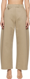 RECTO Beige High-Rise Curved Legs Trousers