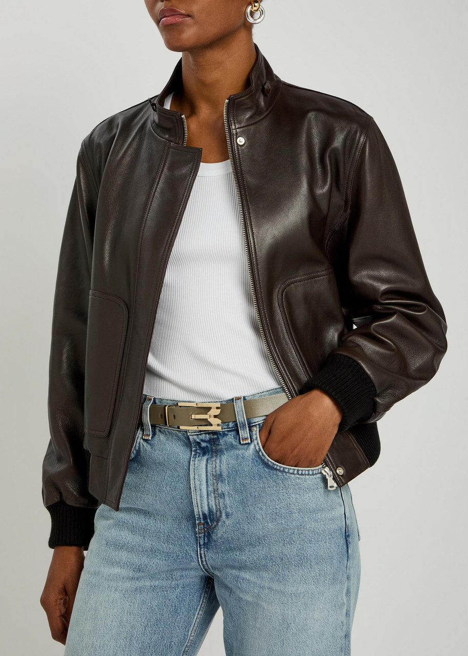 Victoria Beckham Dorian Leather Belt Brown