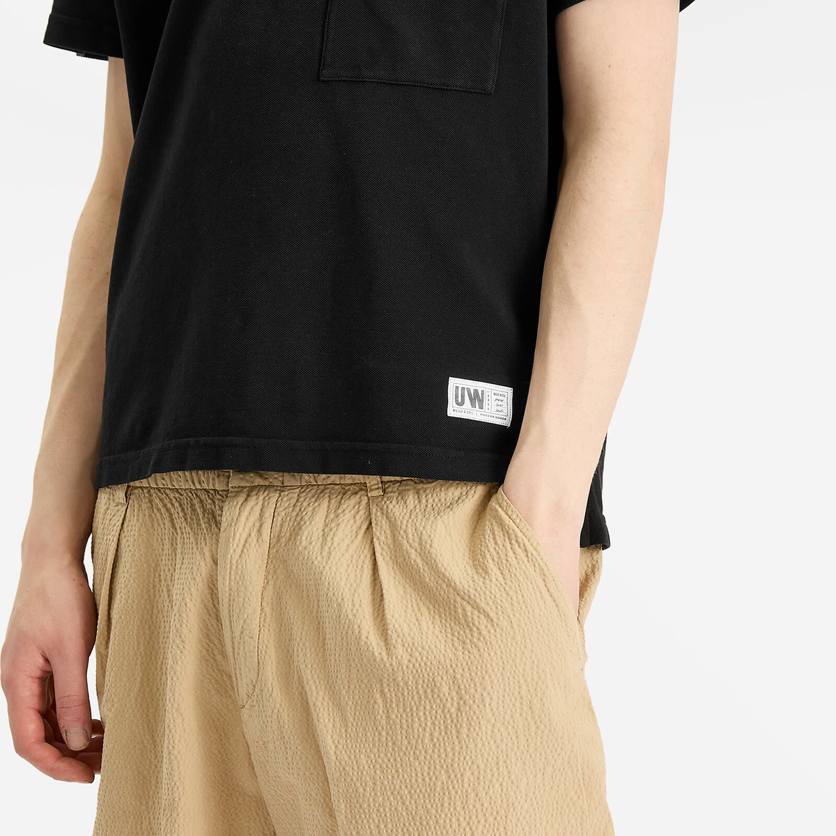 Universal Works Men's Pique Vacation Polo in Black