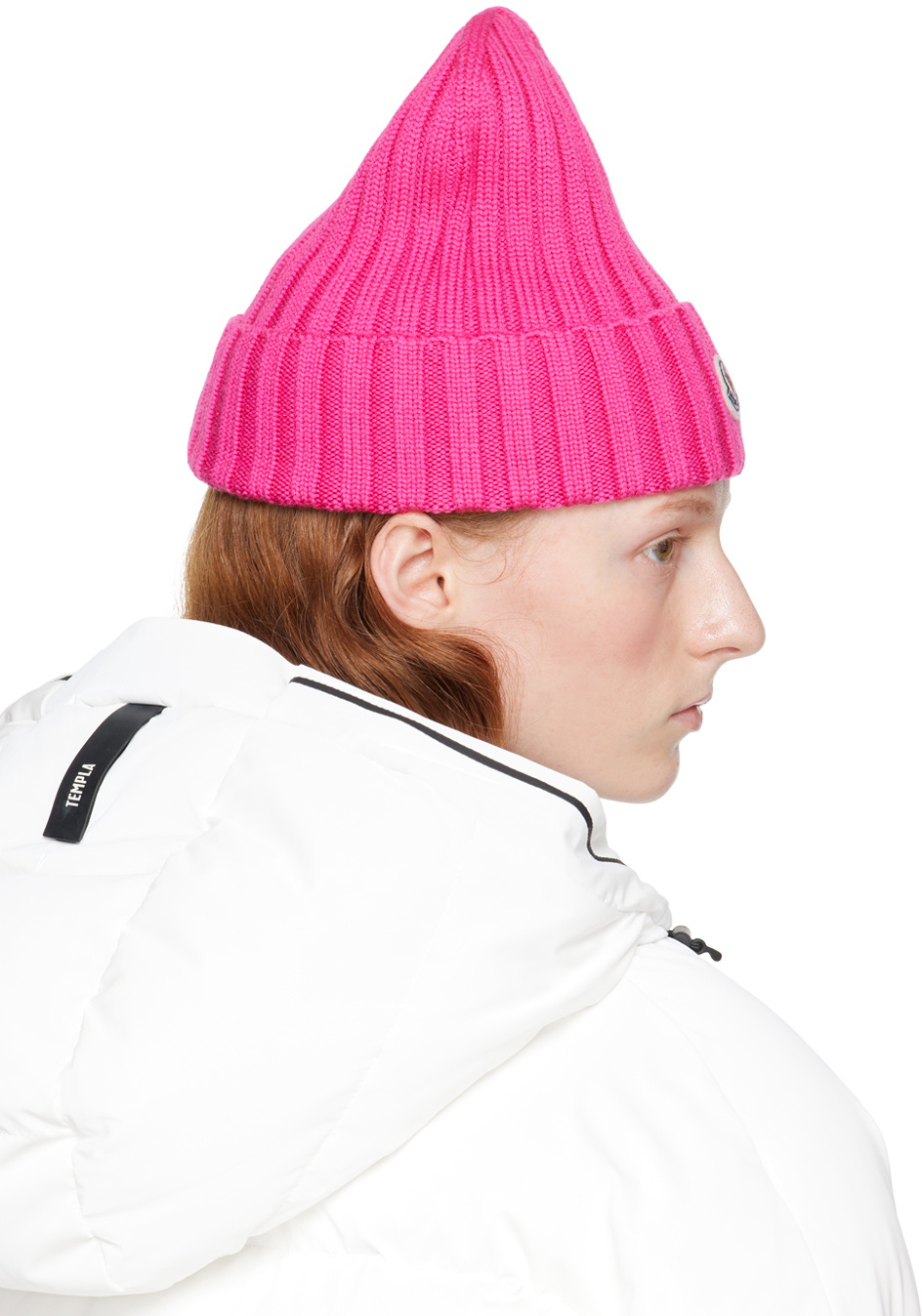 Moncler Pink Logo Beanie Moncler