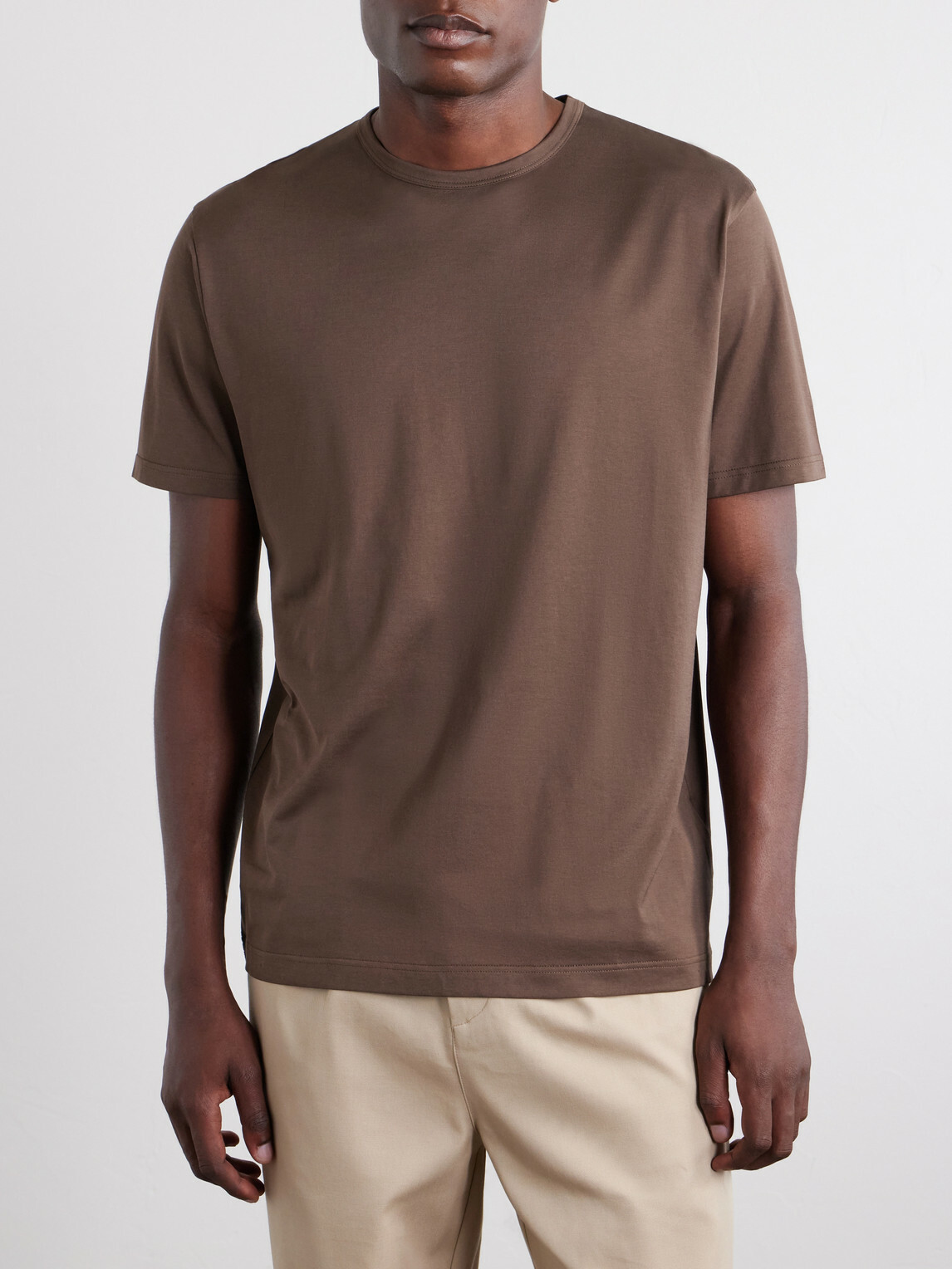 Sunspel - Slim-Fit Cotton-Jersey T-Shirt - Brown