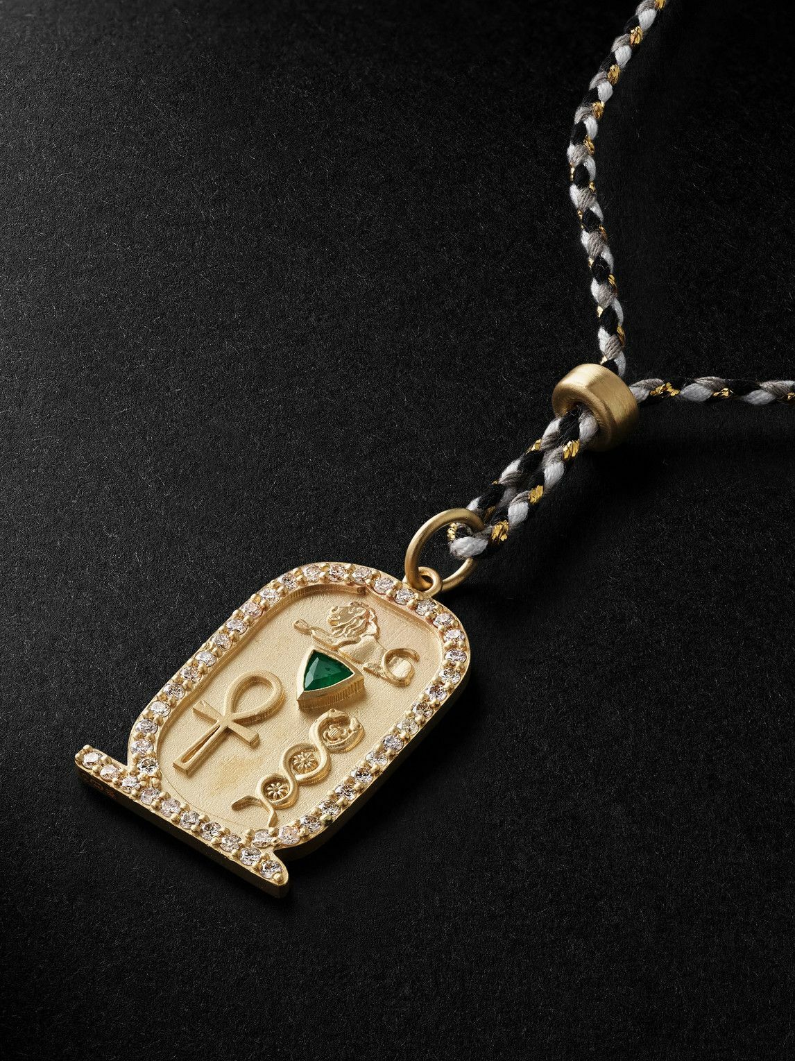 Jacquie Aiche - Gold, Silk, Diamond and Emerald Necklace