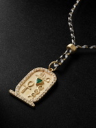 Jacquie Aiche - Gold, Silk, Diamond and Emerald Necklace