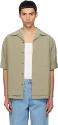 LE17SEPTEMBRE Khaki Double-Layered Open Collar Shirt