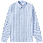 Givenchy Men's Repeat Logo Long Sleeve Stripe Shirt in Baby Blue