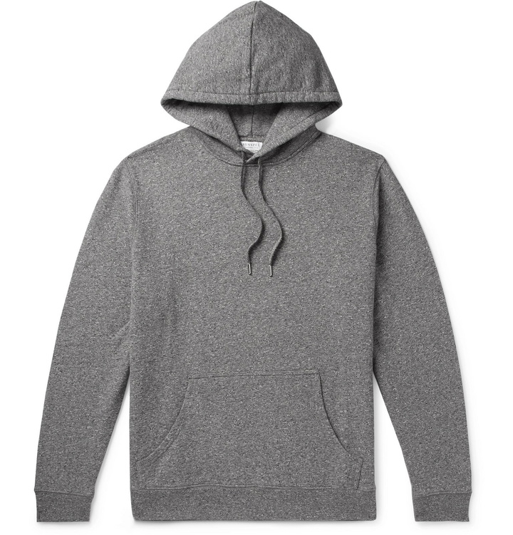 Photo: Sunspel - Mélange Loopback Cotton-Jersey Hoodie - Gray