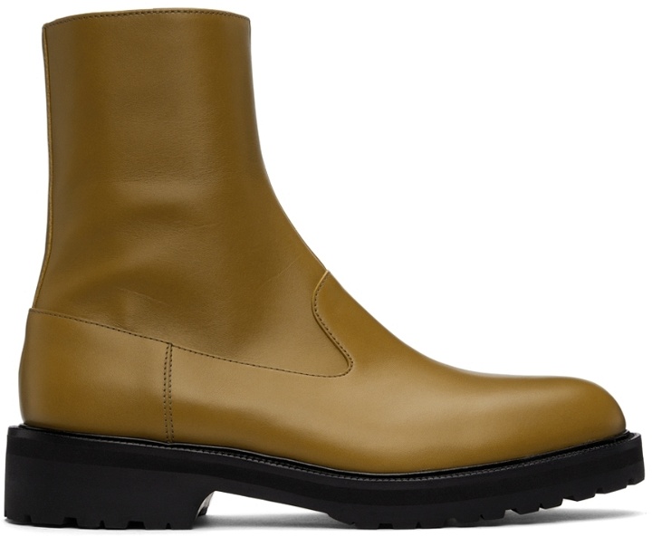 Photo: Dries Van Noten Yellow Leather Zip Chelsea Boots