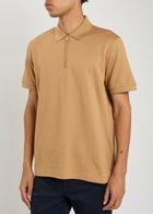 Boss Close-knit Cotton Polo Shirt Brown