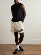 adidas Originals - Straight-Leg Striped Cotton-Blend Jersey Drawstring Shorts - Neutrals