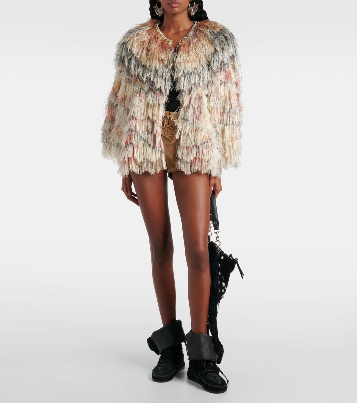 Isabel Marant Noela embellished fringed jacket