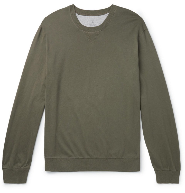 Photo: Brunello Cucinelli - Cotton-Jersey Sweatshirt - Men - Green