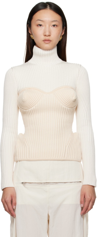 Photo: Jean Paul Gaultier White & Off-White Corset Turtleneck