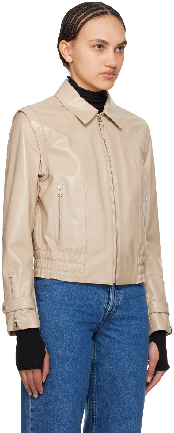 MACKAGE Beige Amoree Leather Jacket