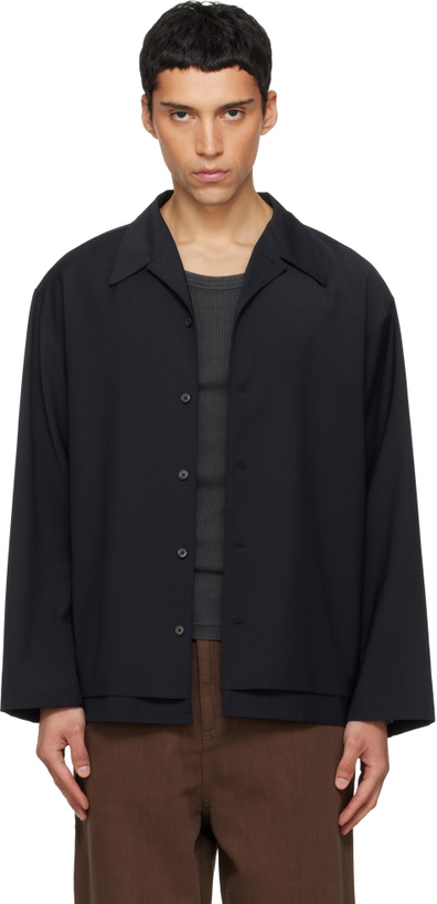 Photo: LE17SEPTEMBRE Navy Double-Layered Open Collar Shirt