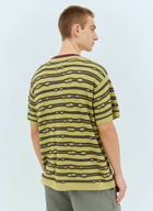 Brain Dead Embroidered Puckered Striped T-Shirt