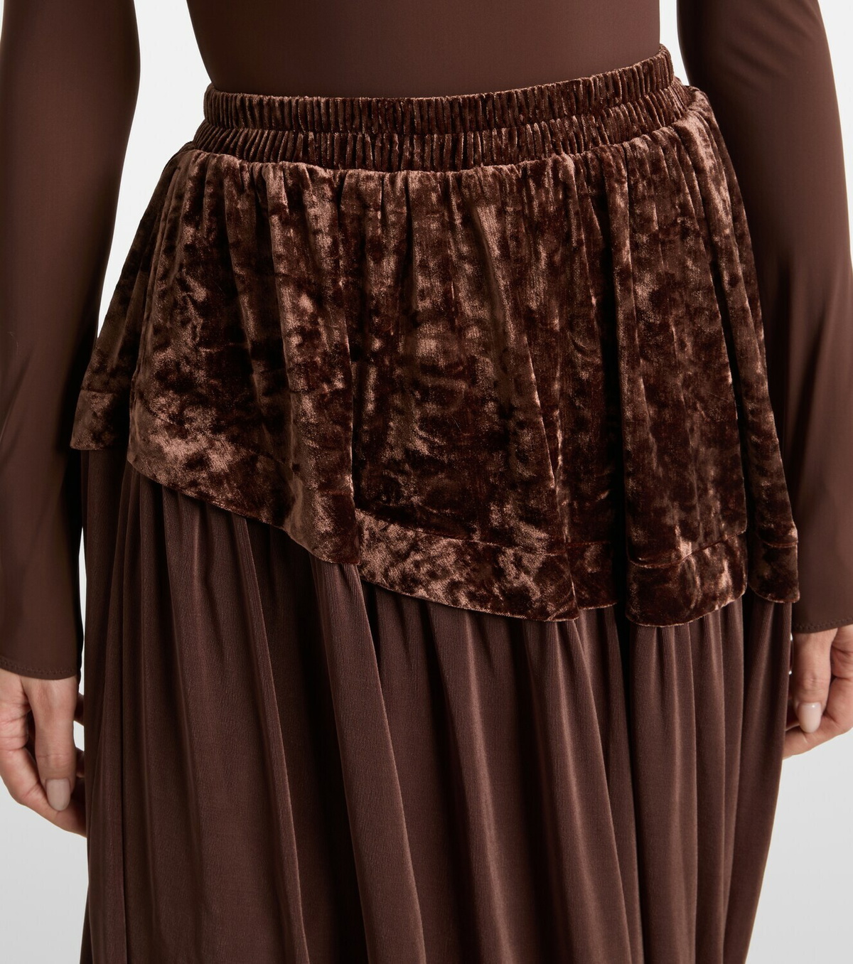 Xu Zhi Jersey and velvet midi skirt