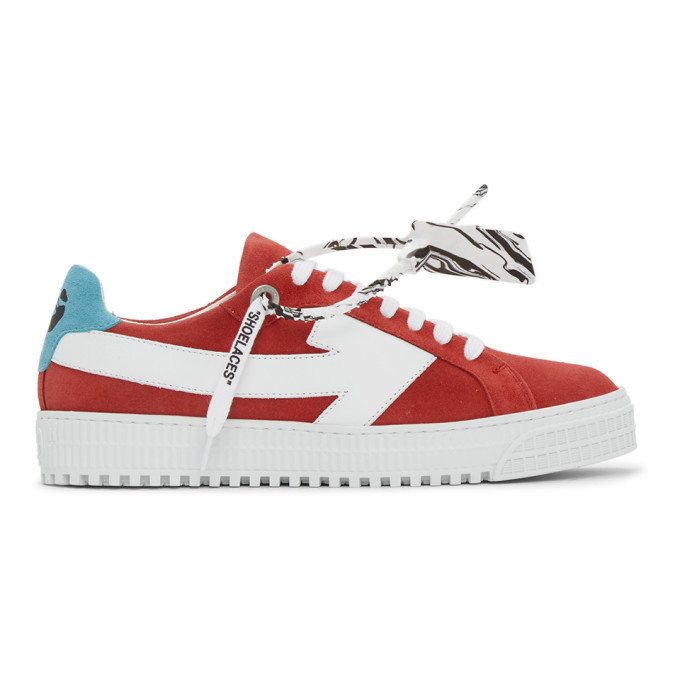 Photo: Off-White Red and White Suede Arrow Sneakers