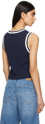 rag & bone Blue Meghan Striped Crochet-Trim Sweater Vest