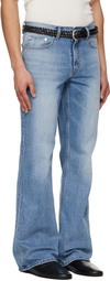 TONYWACK Blue Flared-Leg Distressed Jeans