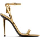 TOM FORD Gold Laminated Padlock Pointy Naked Heeled Sandals