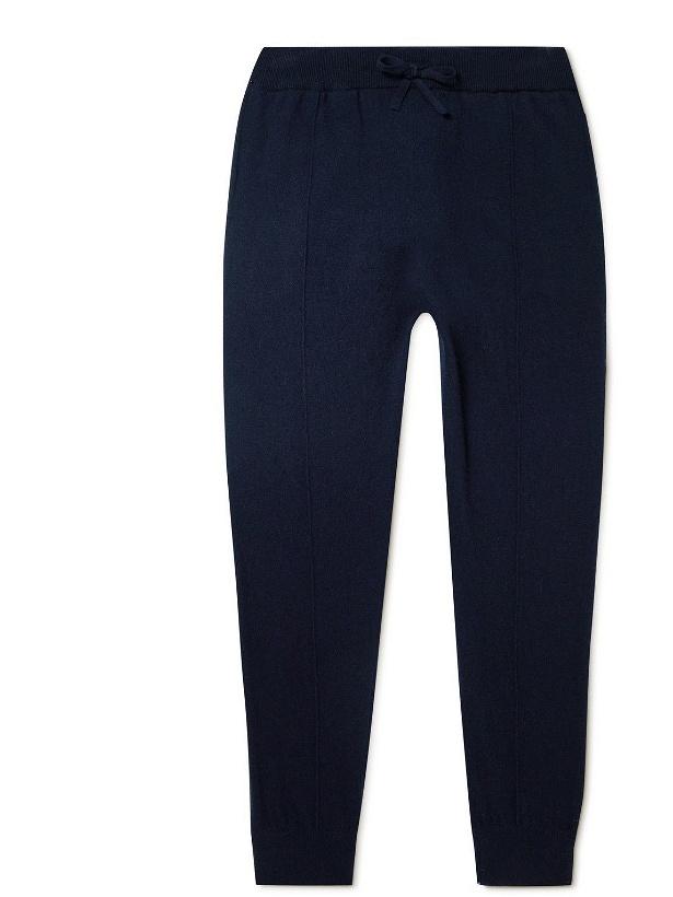 Photo: Mr P. - Tapered Pintucked Wool and Cashmere-Blend Sweatpants - Blue
