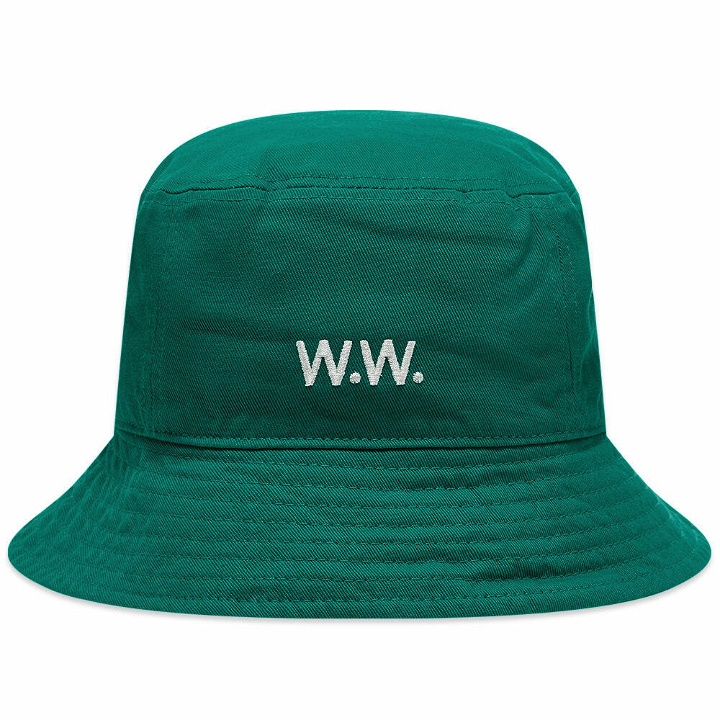 Photo: Wood Wood Men's Twill Bucket Hat in Emerald Green