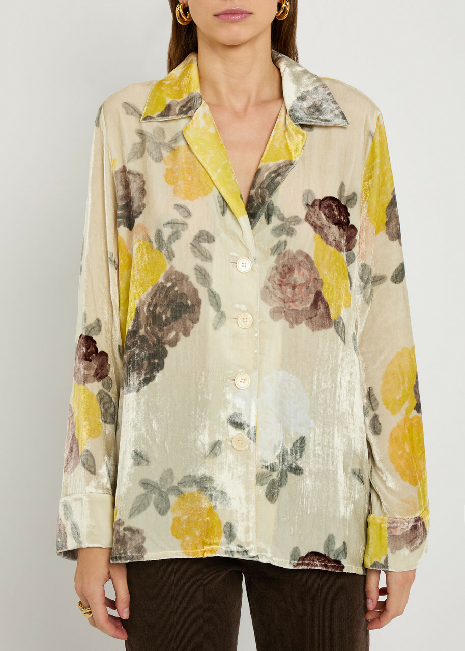 Bernadette Louis Floral-print Velour Blouse Multicoloured 1