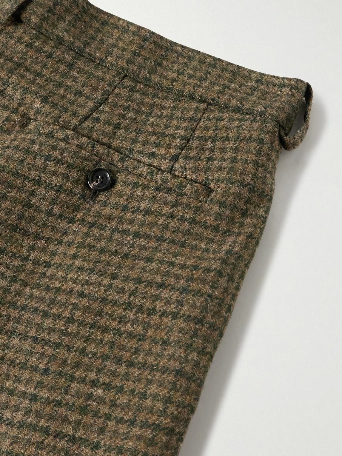 BODE - Morris Pleated Straight-Leg Houndstooth Wool Trousers - Brown