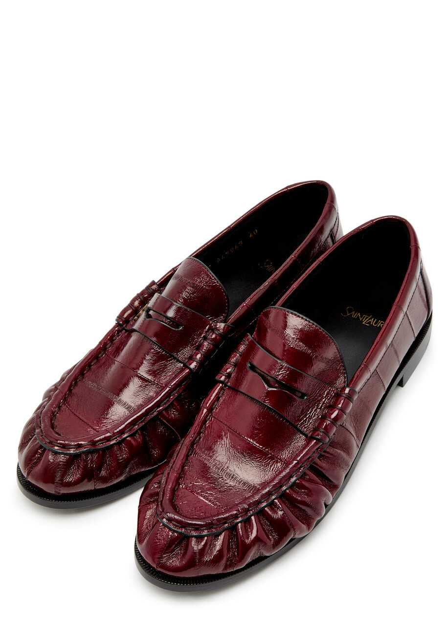 Saint Laurent Le Loafer 15 Glossed Leather Loafers Burgundy