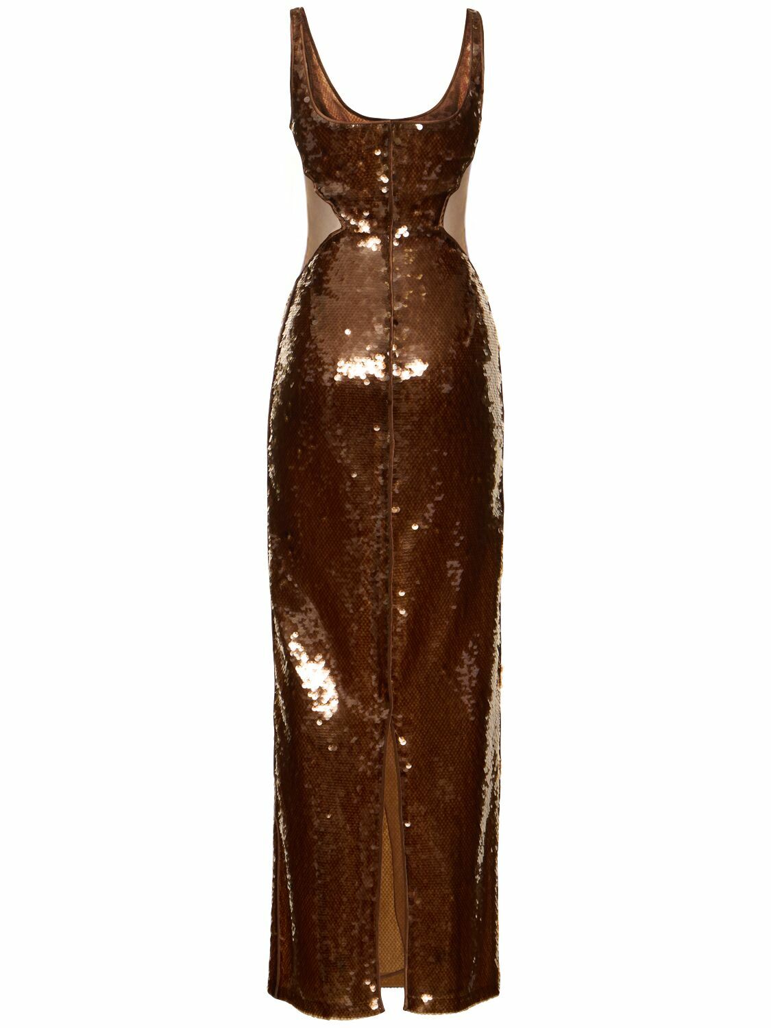ALBERTA FERRETTI Sequined Satin Long Tank Dress Alberta Ferretti