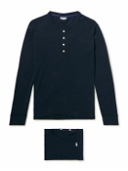 Schiesser - Karl Heinz Organic Cotton-Jersey Henley T-Shirt and Boxer Briefs Set - Blue