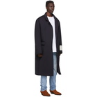 Off-White Navy Wool Volume Coat