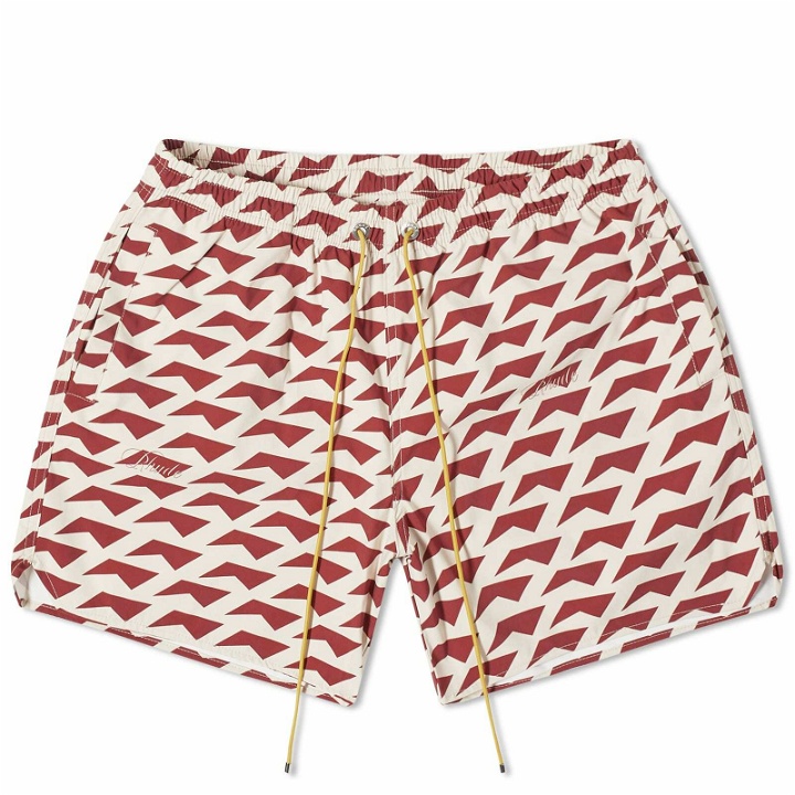 Photo: Rhude Men's Dolce Vita Swim Shorts in Red/Cream