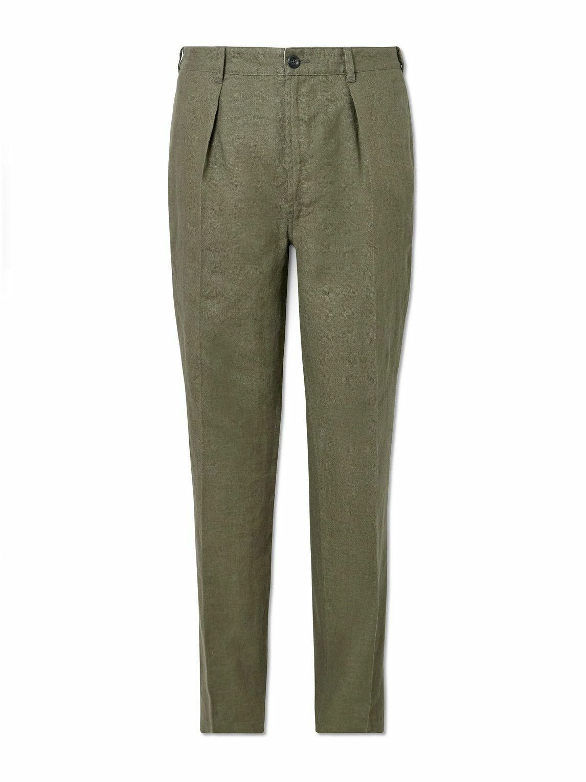 Drake's - Games Tapered Pleated Linen Suit Trousers - Green