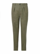 Drake's - Games Tapered Pleated Linen Suit Trousers - Green