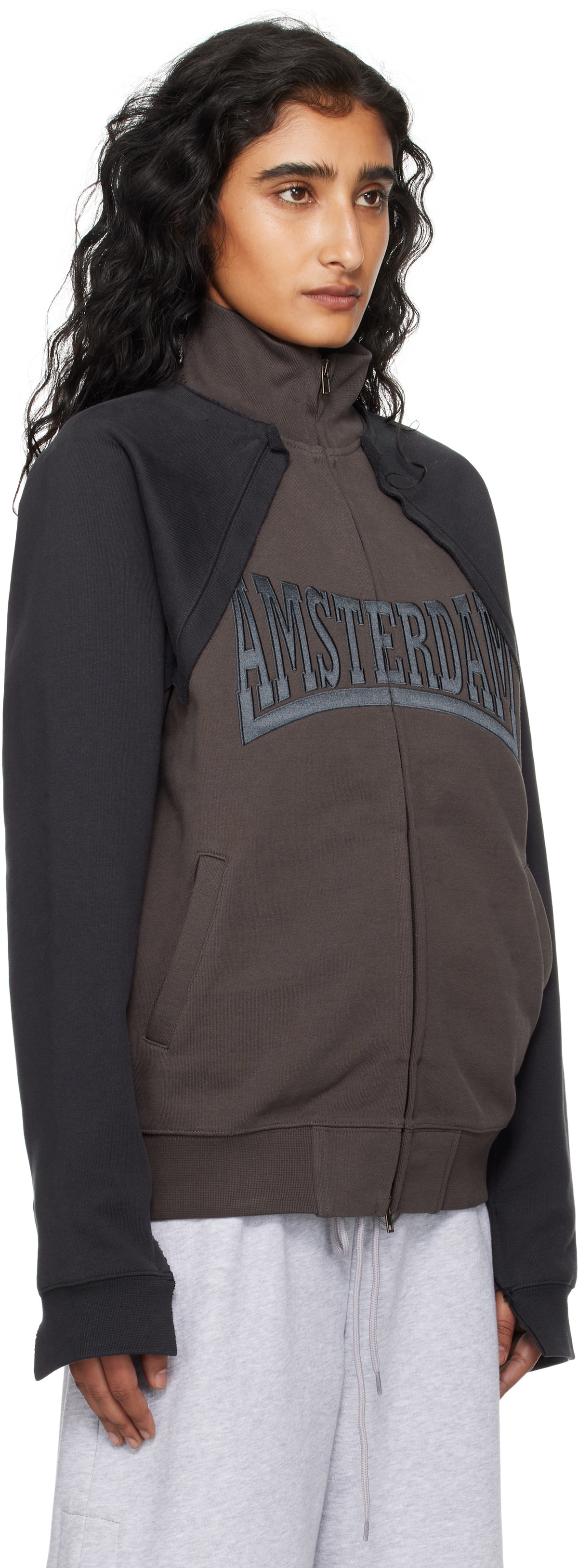 VETEMENTS Brown Patched Zip-Up Jacket